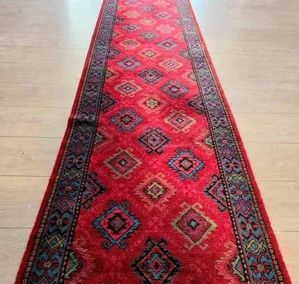 Vintage Afghan Mishwani Hand - Knotted Hallway Runner (5.6m) - Yatva