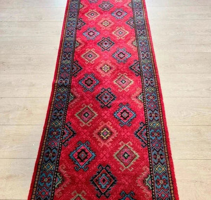 Vintage Afghan Mishwani Hand - Knotted Hallway Runner (5.6m) - Yatva