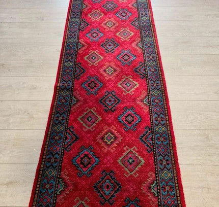 Vintage Afghan Mishwani Hand - Knotted Hallway Runner (5.6m) - Yatva