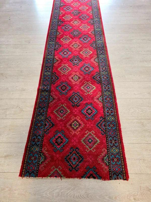 Vintage Afghan Mishwani Hand - Knotted Hallway Runner (5.6m) - Yatva
