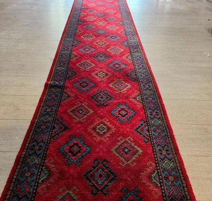 Vintage Afghan Mishwani Hand - Knotted Hallway Runner (5.6m) - Yatva