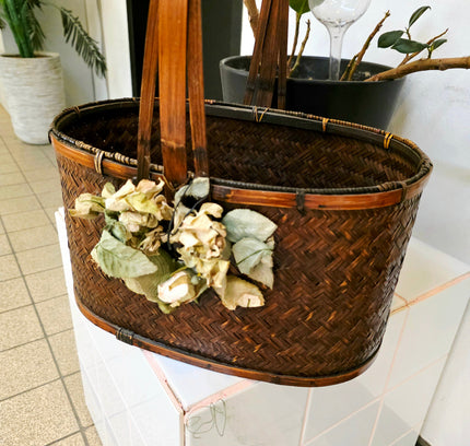 Vintage Antique Japanese Ikebana Basket - Hanakago Decor - Yatva
