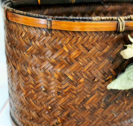 Vintage Antique Japanese Ikebana Basket - Hanakago Decor - Yatva