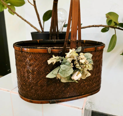 Vintage Antique Japanese Ikebana Basket - Hanakago Decor - Yatva