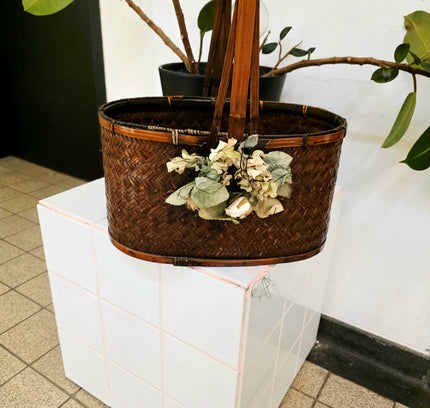 Vintage Antique Japanese Ikebana Basket - Hanakago Decor - Yatva