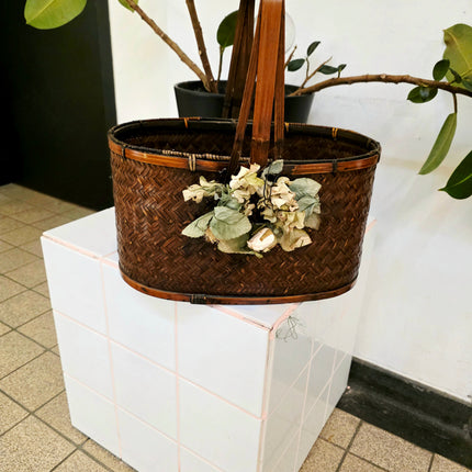 Vintage Antique Japanese Ikebana Basket - Hanakago Decor - Yatva