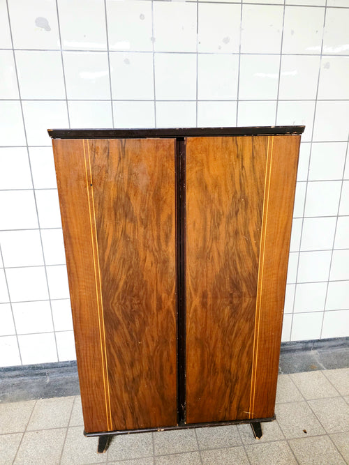 Vintage Art Deco Veneer Cabinet (c. 1930s–50s)Retro