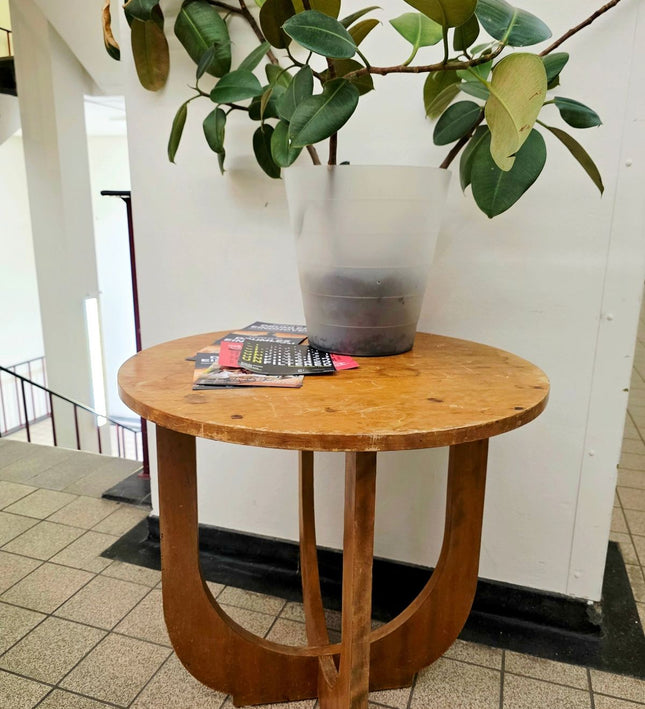 Vintage Art Deco Wooden Side Table - Curved "U - Base" Design - Yatva