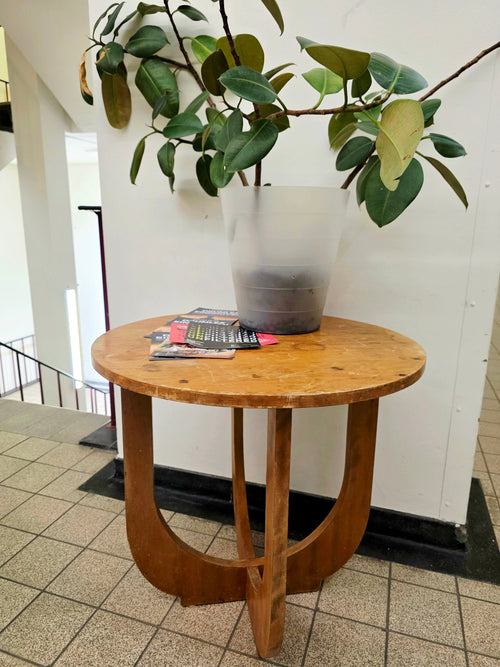 Vintage Art Deco Wooden Side Table - Curved "U-Base" Design