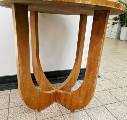 Vintage Art Deco Wooden Side Table - Curved "U - Base" Design - Yatva