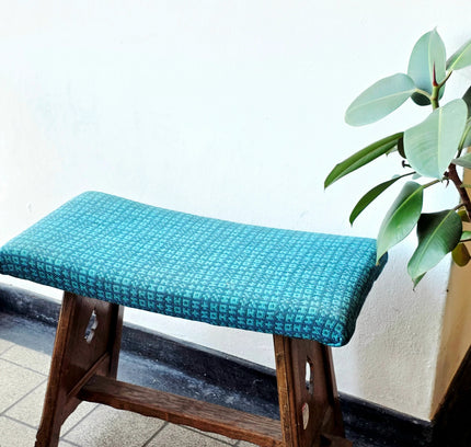 Vintage Arts & Crafts Oak Tabouret Stool – Tapestry Woven Upholstery - Yatva