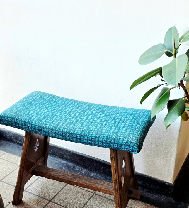 Vintage Arts & Crafts Oak Tabouret Stool – Tapestry Woven Upholstery - Yatva