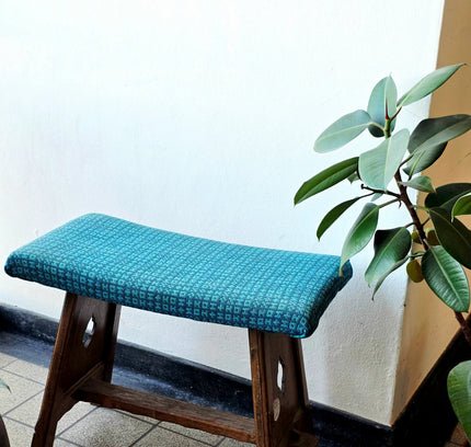 Vintage Arts & Crafts Oak Tabouret Stool – Tapestry Woven Upholstery - Yatva