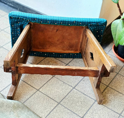 Vintage Arts & Crafts Oak Tabouret Stool – Tapestry Woven Upholstery - Yatva