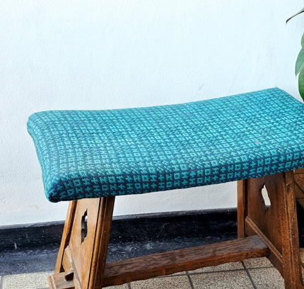 Vintage Arts & Crafts Oak Tabouret Stool – Tapestry Woven Upholstery - Yatva