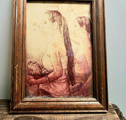 Vintage Asian Inspired Framed Artwork - Yatva