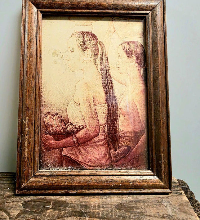 Vintage Asian Inspired Framed Artwork - Yatva