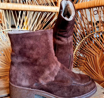 Vintage Bama Lams Sheepskin Shearling Ankle Boots - Yatva