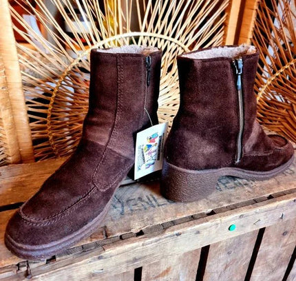 Vintage Bama Lams Sheepskin Shearling Ankle Boots - Yatva