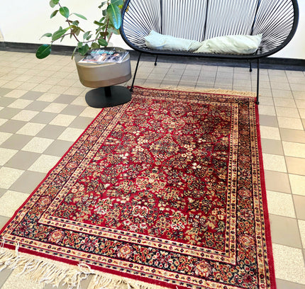 Vintage Belgian Wool Rug - Traditional Red Persian Pattern (115x185 cm) - Yatva