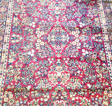 Vintage Belgian Wool Rug - Traditional Red Persian Pattern (115x185 cm) - Yatva
