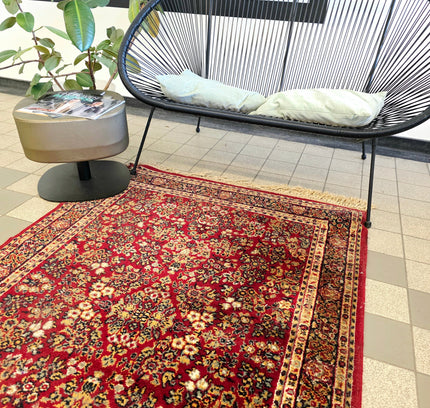 Vintage Belgian Wool Rug - Traditional Red Persian Pattern (115x185 cm) - Yatva