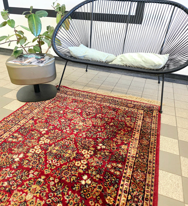 Vintage Belgian Wool Rug - Traditional Red Persian Pattern (115x185 cm) - Yatva