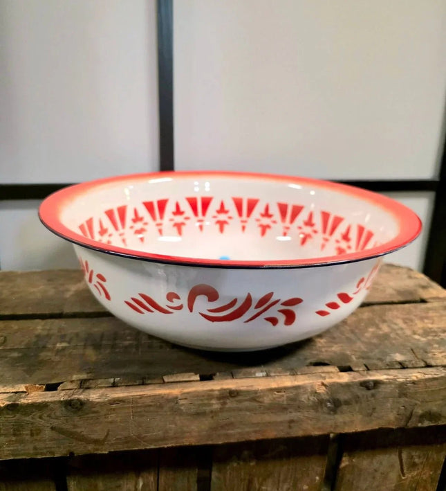 Vintage Big Enamel Wash Basin / Bowl - Yatva