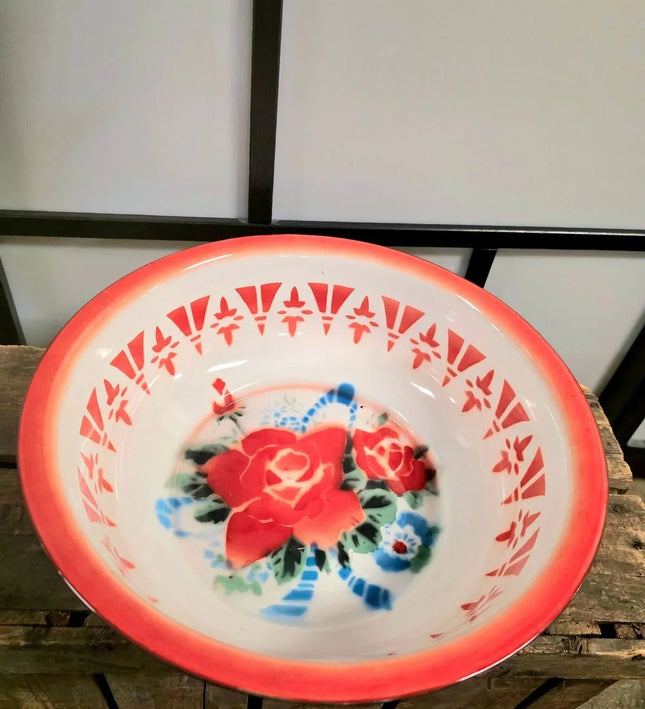 Vintage Big Enamel Wash Basin / Bowl - Yatva