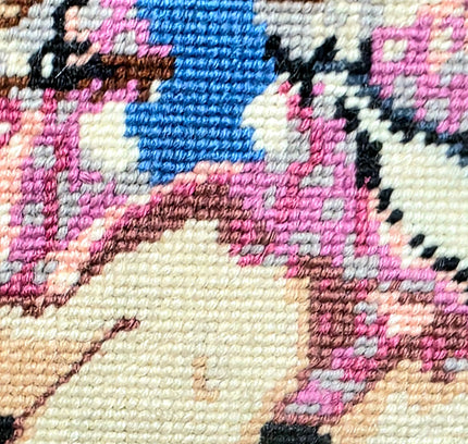 Vintage Big Eye Framed Needlework Tapestry - Yatva