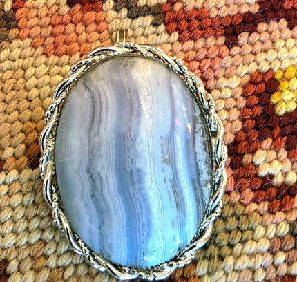 Vintage Blue Agate Brooch/Pendant - Yatva