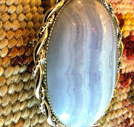 Vintage Blue Agate Brooch/Pendant - Yatva
