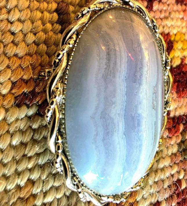 Vintage Blue Agate Brooch/Pendant - Yatva
