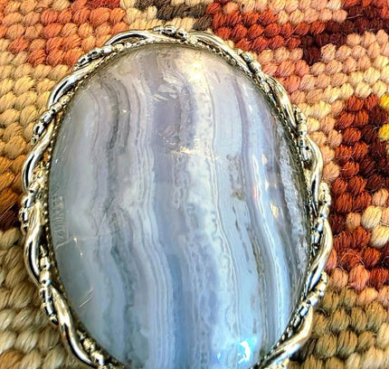 Vintage Blue Agate Brooch/Pendant - Yatva