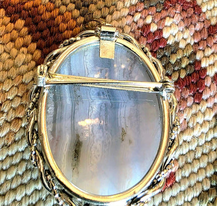 Vintage Blue Agate Brooch/Pendant - Yatva