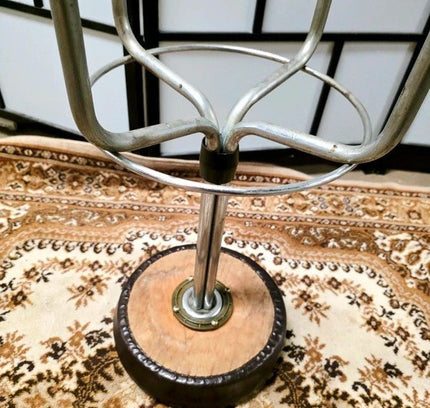 Vintage Brabantia 60s–70s Dutch Mid-Century Chrome Leatherette Bar Stool