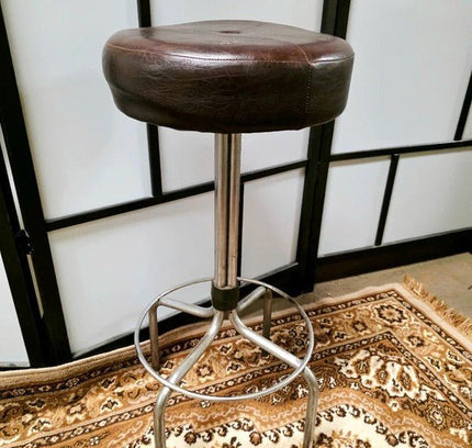 Vintage Brabantia 60s–70s Dutch Mid-Century Chrome Leatherette Bar Stool