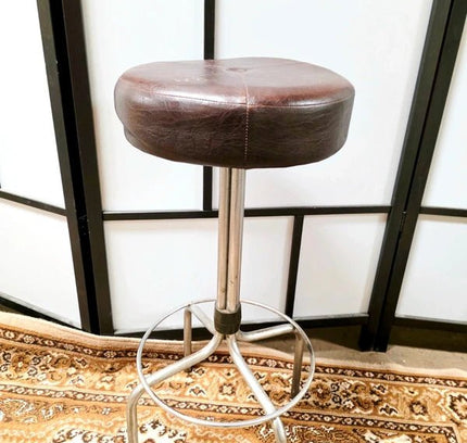 Vintage Brabantia 60s–70s Dutch Mid-Century Chrome Leatherette Bar Stool