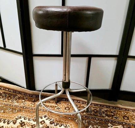 Vintage Brabantia 60s–70s Dutch Mid-Century Chrome Leatherette Bar Stool