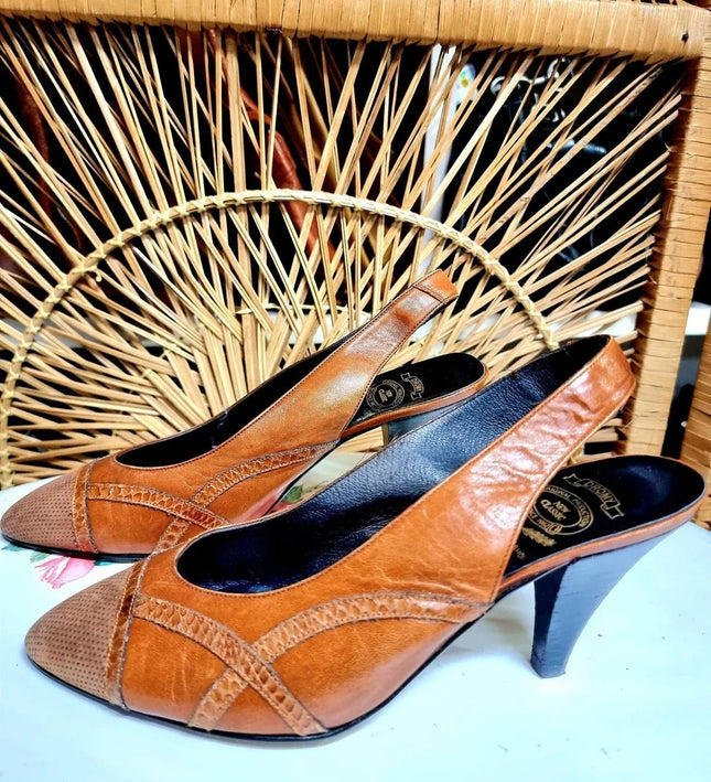 Vintage Brand New 1980's Dromy Slingback Shoes - Yatva