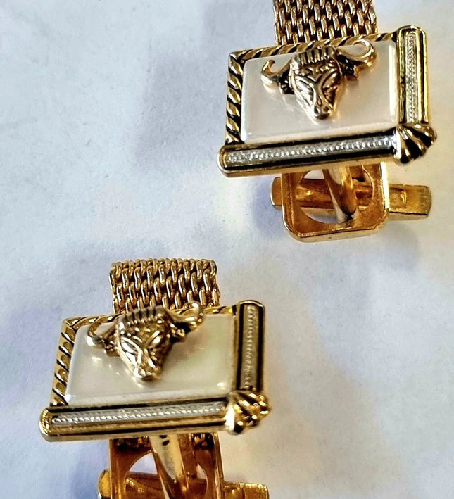 Vintage Bull Head Mesh Cufflinks - Yatva