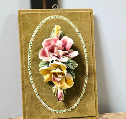 Vintage Capodimonte Italian Porcelain Floral Wall Plaque - Yatva