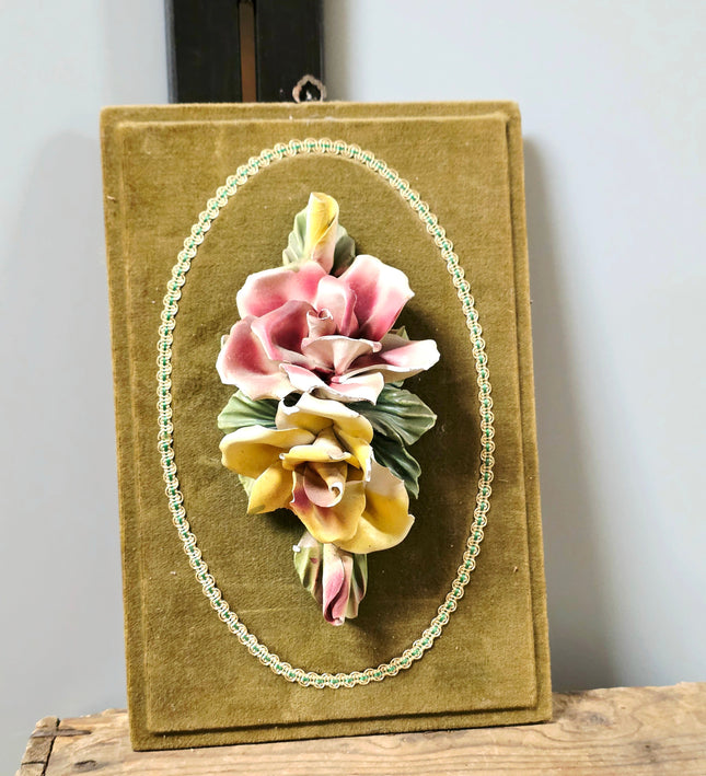 Vintage Capodimonte Italian Porcelain Floral Wall Plaque - Yatva