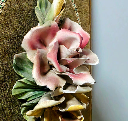 Vintage Capodimonte Italian Porcelain Floral Wall Plaque - Yatva