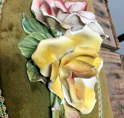 Vintage Capodimonte Italian Porcelain Floral Wall Plaque - Yatva