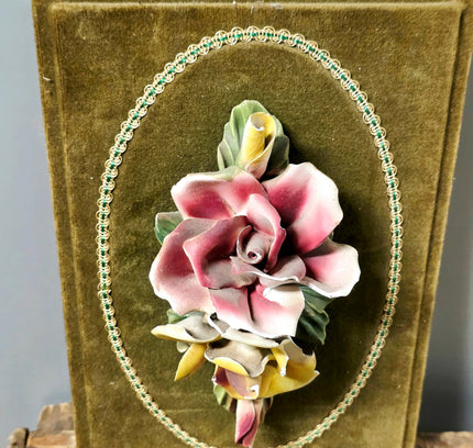 Vintage Capodimonte Italian Porcelain Floral Wall Plaque - Yatva