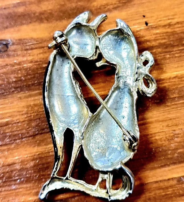 Vintage Cat in love Brooch - Yatva