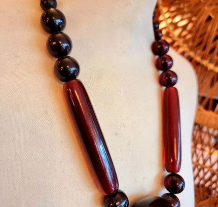 Vintage Cherry Amber Bakelite Necklace - Yatva