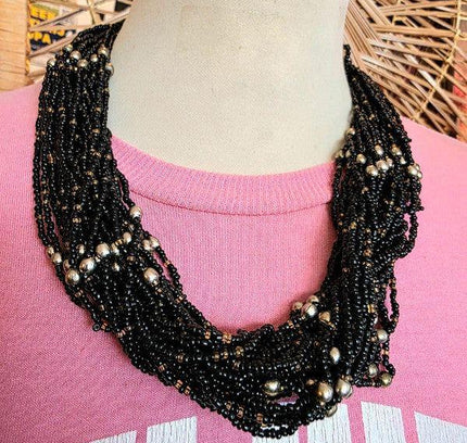 Vintage Chunky Beaded Statement Bib Necklace - Yatva