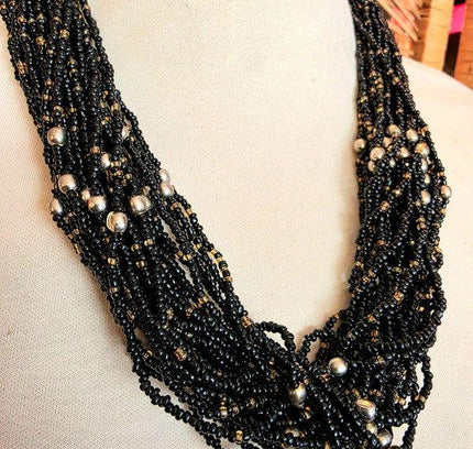 Vintage Chunky Beaded Statement Bib Necklace - Yatva